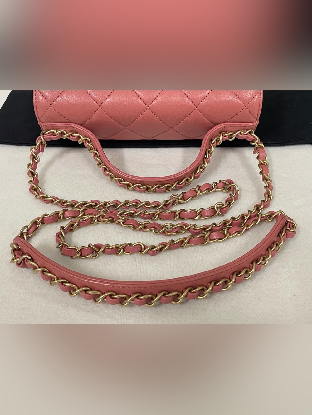 Chanel Rose Quilted Lambskin Chain Infinity Shoulder Bag - Picture 7 of 12